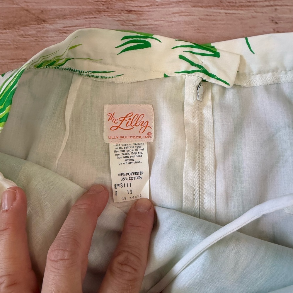 VTG The Lilly Lilly Pulitzer 60s Label Tropical Palm Trees Maxi midi Skirt Sz 12 - Picture 3 of 6